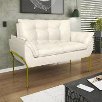 Kit 02 Poltronas + Namoradeira Reforçada Opala Metal Dourado Bege - 2