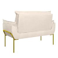 Kit 02 Poltronas + Namoradeira Reforçada Opala Metal Dourado Bege