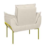 Kit 02 Poltronas + Namoradeira Reforçada Opala Metal Dourado Bege - 8