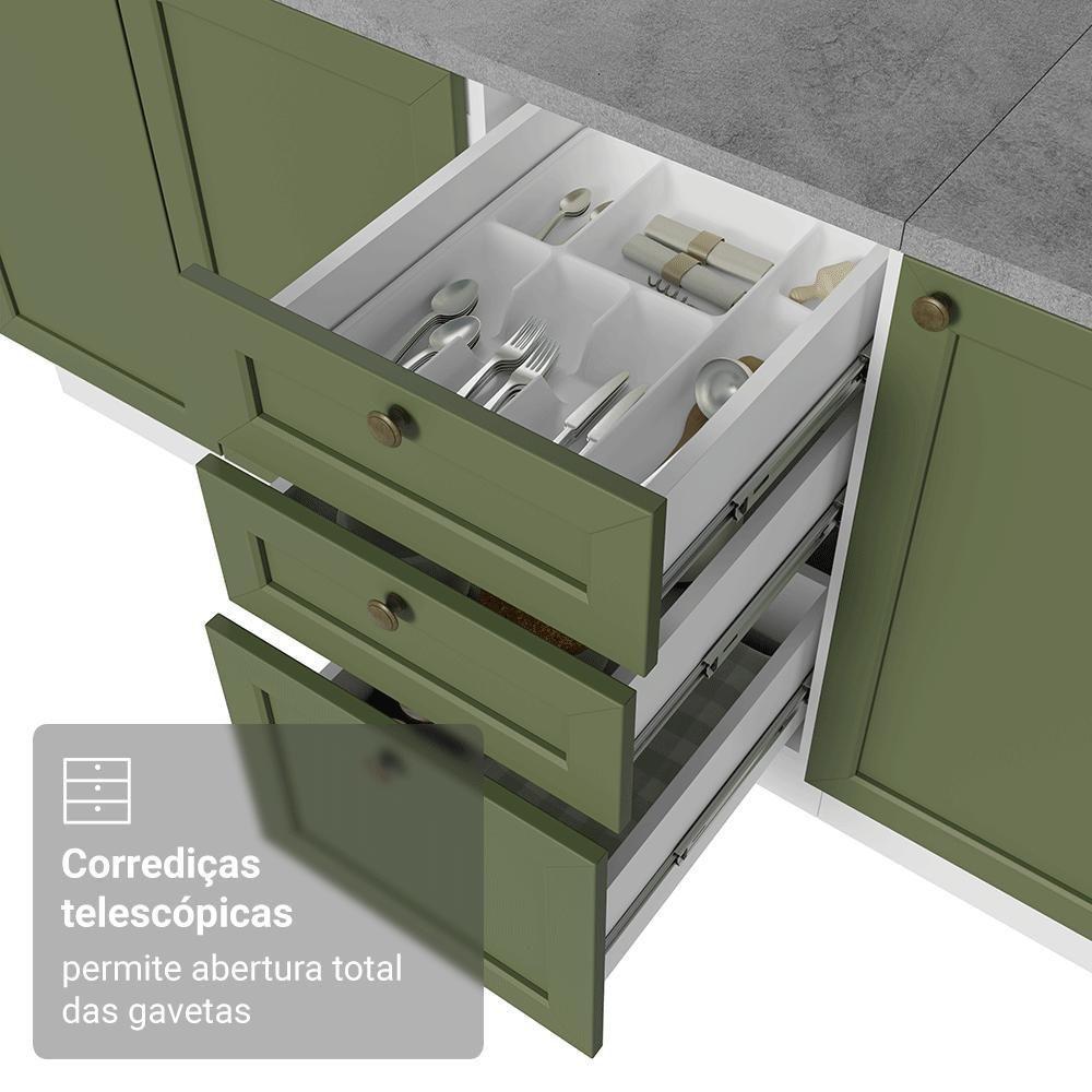 Armário De Cozinha Compacta 180 Cm Vik Madesa 02 Branco/verde - 4