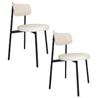 Cadeira De Jantar Estofada Kit 2 Nyka M25 Linho Palha - Mpozenato - 1