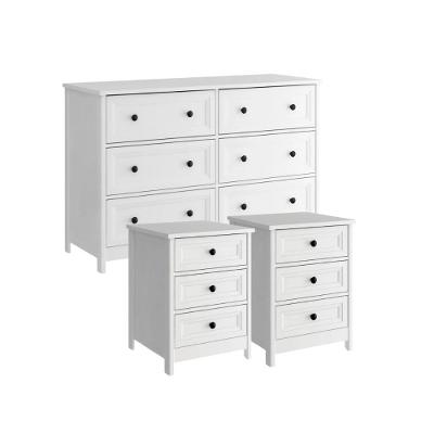 Cômoda 6 Gavetas +2 Mesas De Cabeceira Ditália Dm-217 Dm-111 Branco