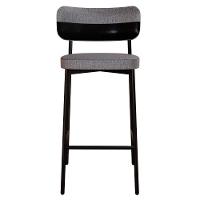 Banqueta Alta Bar Estofada Kit 6 Ella M25 Linho Cinza/preto - Mpozenato - 6