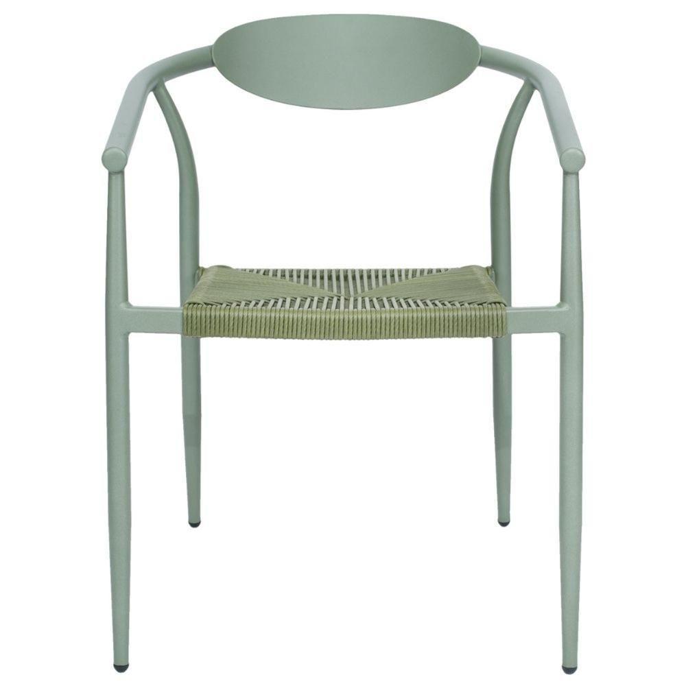 Kit 4 Cadeiras Empilhável Isla Fratini Em Alumínio Verde Assento Com Trama De Corda Náutica Verde - 3