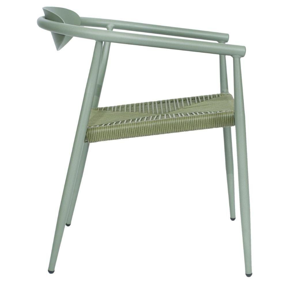 Kit 4 Cadeiras Empilhável Isla Fratini Em Alumínio Verde Assento Com Trama De Corda Náutica Verde - 4