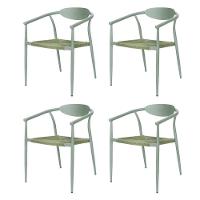 Kit 4 Cadeiras Empilhável Isla Fratini Em Alumínio Verde Assento Com Trama De Corda Náutica Verde - 1