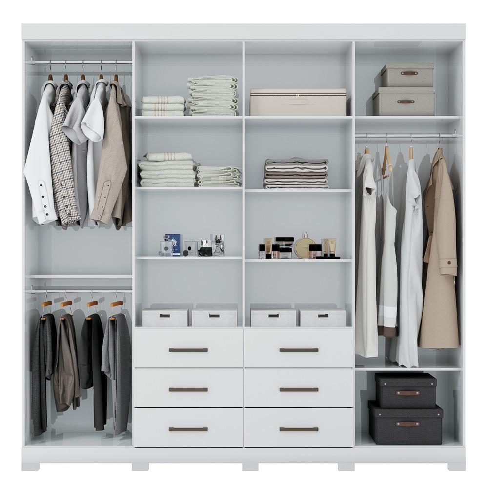 Guarda Roupa Casal Com Espelho 8 Portas 6 Gavetas Liverpool 8.6 New Branco - Santos Andirá - 3