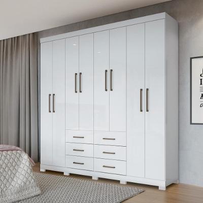 Guarda Roupa Casal Liverpool 8.6 New 8 Portas de Bater 6 Gavetas Branco Santos Andirá