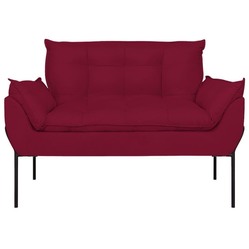 Sofá Namoradeira Base Metal Preta Reforçada Tecido Suede Marsala - 5