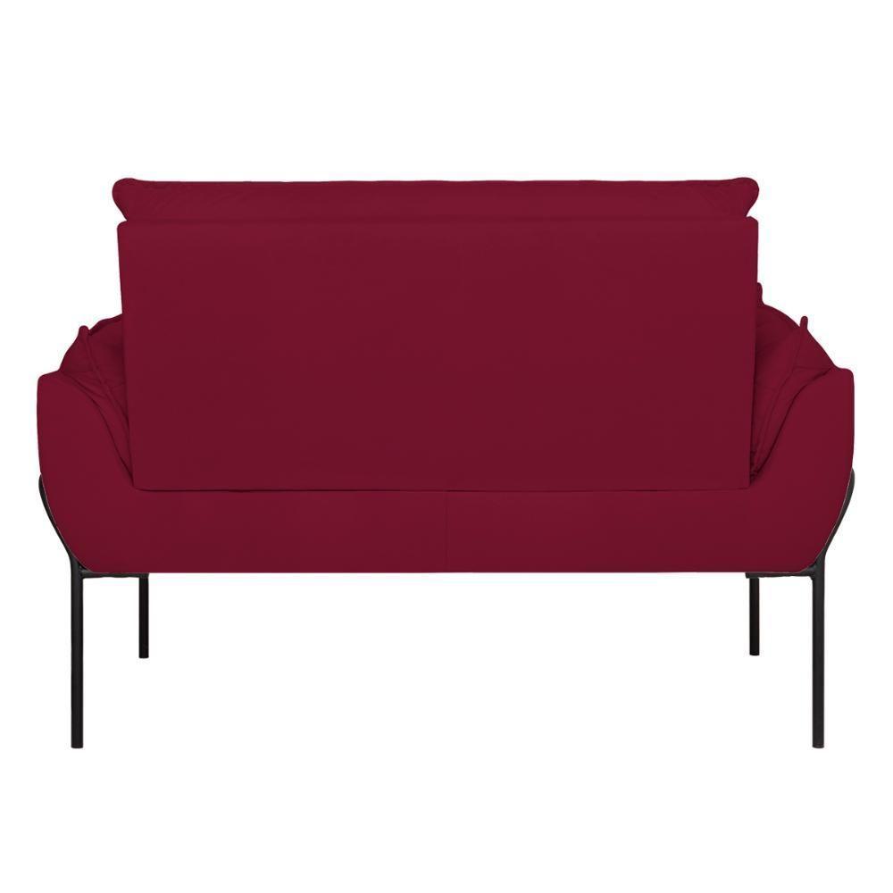 Sofá Namoradeira Base Metal Preta Reforçada Tecido Suede Marsala - 7