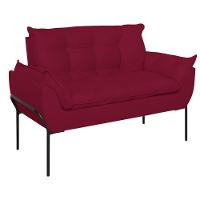 Sofá Namoradeira Base Metal Preta Reforçada Tecido Suede Marsala