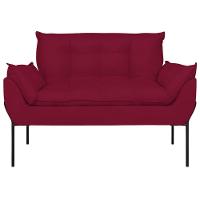 Sofá Namoradeira Base Metal Preta Reforçada Tecido Suede Marsala - 5