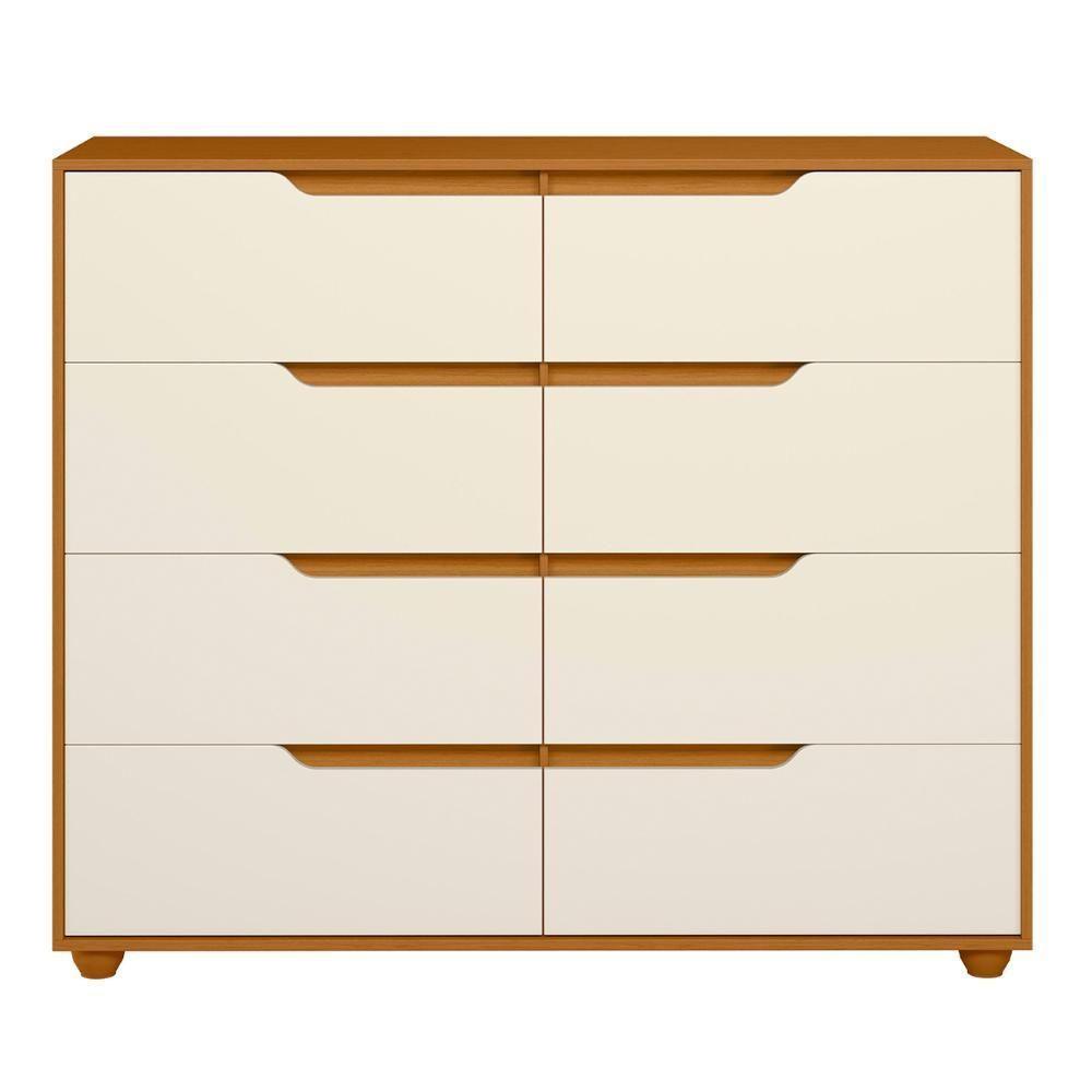 Cômoda Para Quarto 8 Gavetas 136cm Doble Flex Off/cinamomo - Albatroz - 2