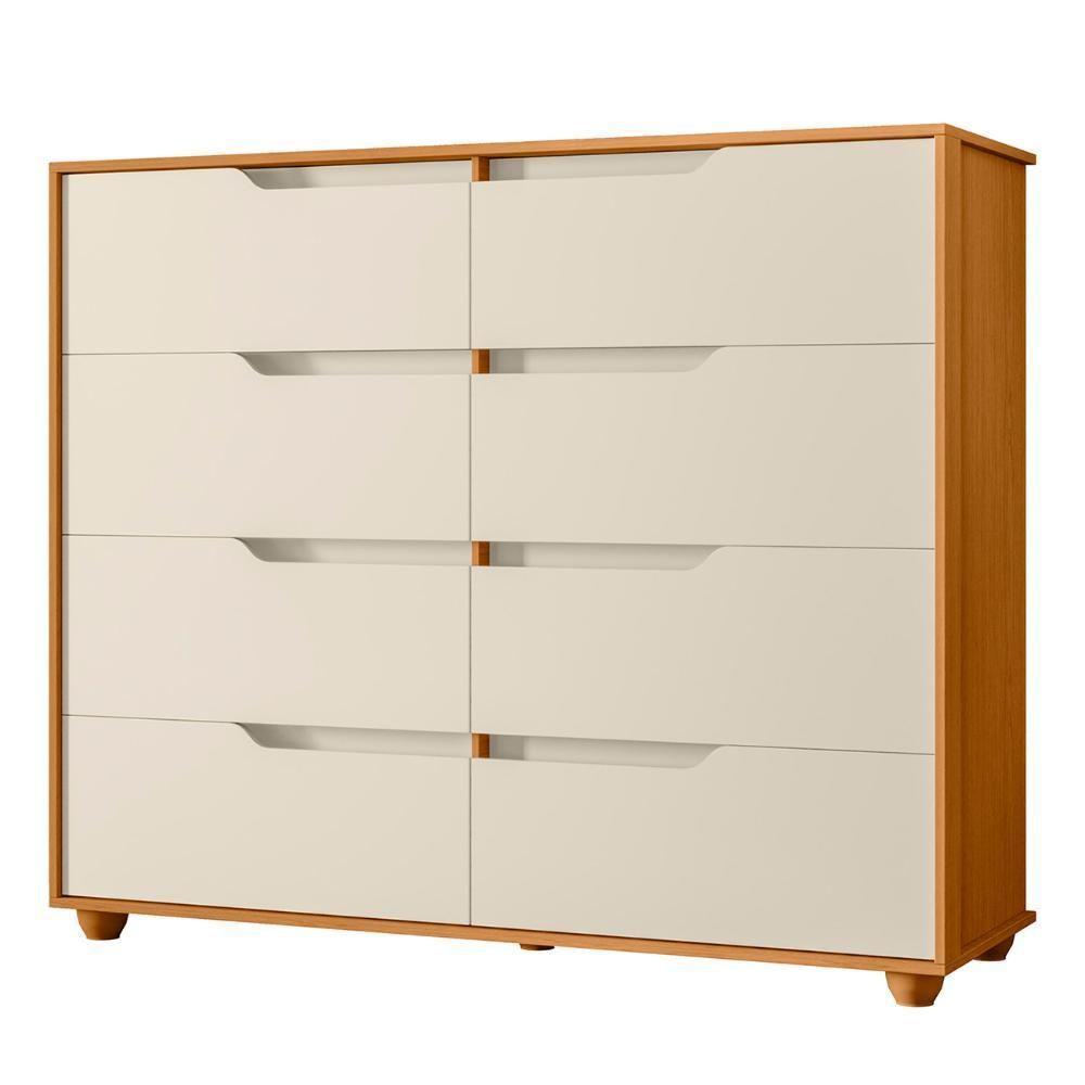 Cômoda Para Quarto 8 Gavetas 136cm Doble Flex Off/cinamomo - Albatroz - 7