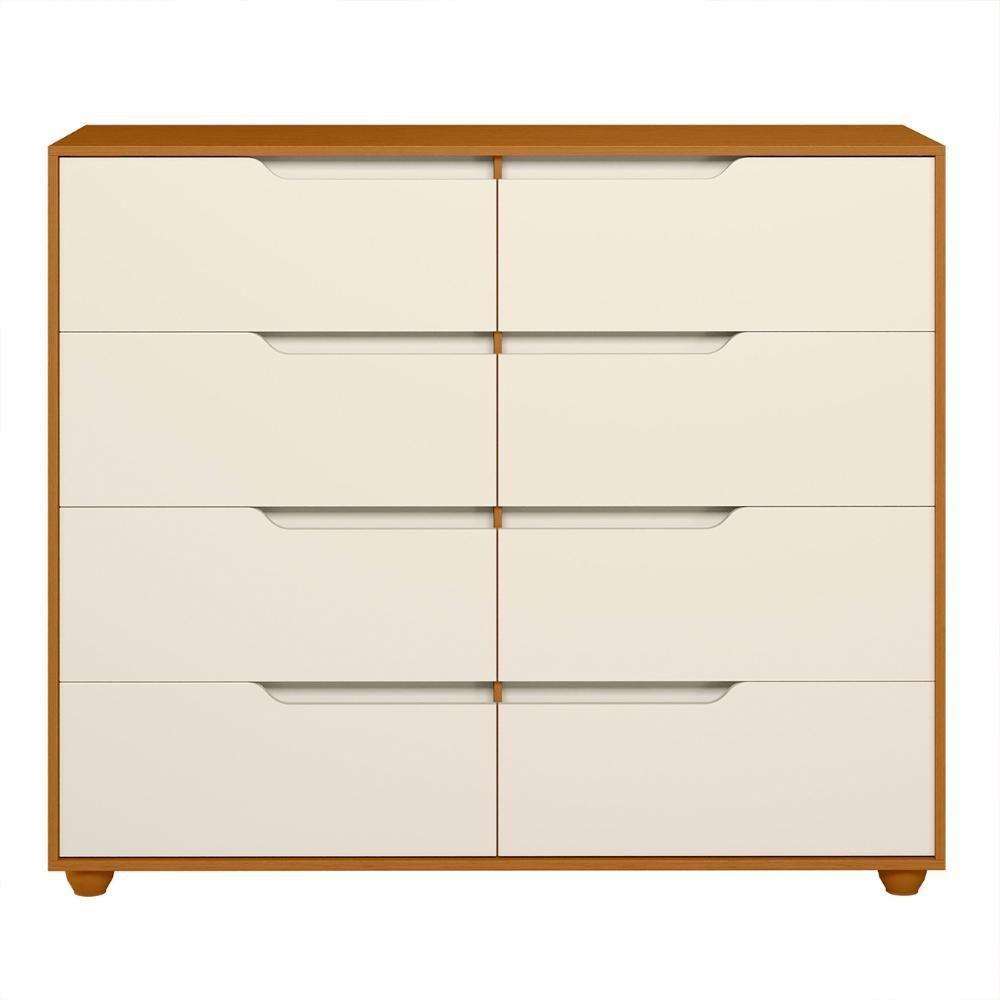 Cômoda Para Quarto 8 Gavetas 136cm Doble Flex Off/cinamomo - Albatroz - 8