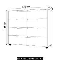 Cômoda Para Quarto 8 Gavetas 136cm Doble Flex Off/cinamomo - Albatroz - 5