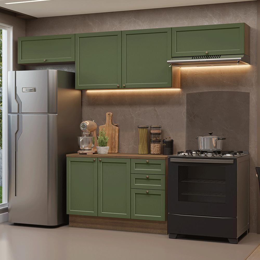 Armário De Cozinha Completa 280 Cm Vik Madesa 01 Rustic/verde - 1