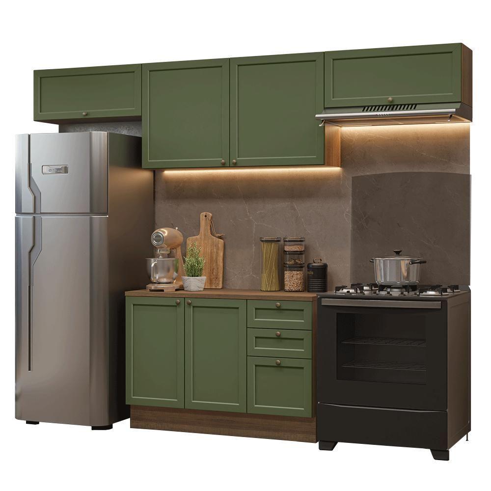 Armário De Cozinha Completa 280 Cm Vik Madesa 01 Rustic/verde - 2