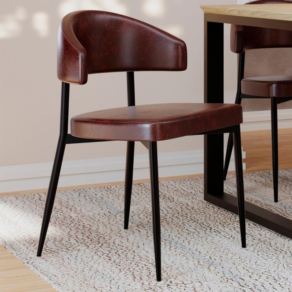 Cadeira De Jantar Estofada Fixa Chloe M25 Sintético Café - Mpozenato - 2