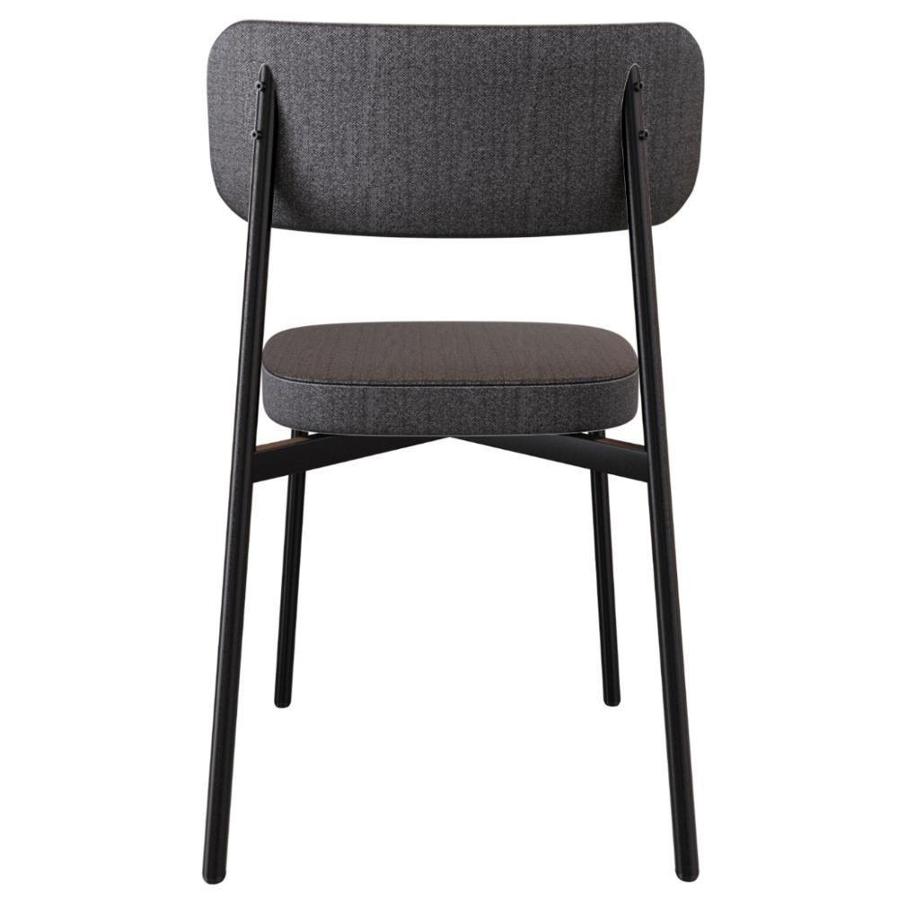 Cadeira De Jantar Estofada Kit 8 Ella M25 Linho Grafite/marrom - Mpozenato - 7