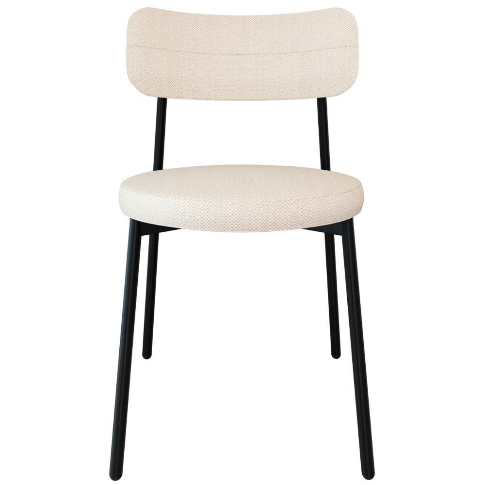 Cadeira De Jantar Estofada Kit 6 Nyka M25 Linho Palha - Mpozenato - 6