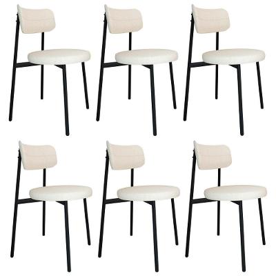 Cadeira De Jantar Estofada Kit 6 Nyka M25 Linho Palha - Mpozenato