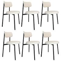 Cadeira De Jantar Estofada Kit 6 Nyka M25 Linho Palha - Mpozenato - 1