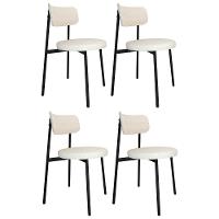 Cadeira De Jantar Estofada Kit 4 Nyka M25 Linho Palha - Mpozenato - 1