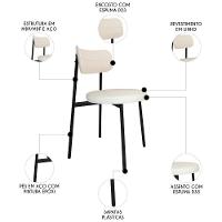 Cadeira De Jantar Estofada Kit 4 Nyka M25 Linho Palha - Mpozenato - 3