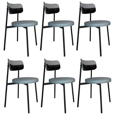 Cadeira De Jantar Estofada Kit 6 Nyka M25 Linho Cinza Cl/preto - Mpozenato