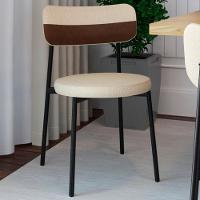 Cadeira De Jantar Estofada Kit 8 Nyka M25 Linho Areia/marrom - Mpozenato - 2