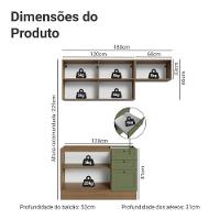 Armário De Cozinha Compacta 180 Cm Vik Madesa 02 Rustic/verde - 3