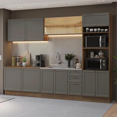 Armário de Cozinha Completa Vik 11 Portas 3 Gavetas MDF 310 cm Rustic
