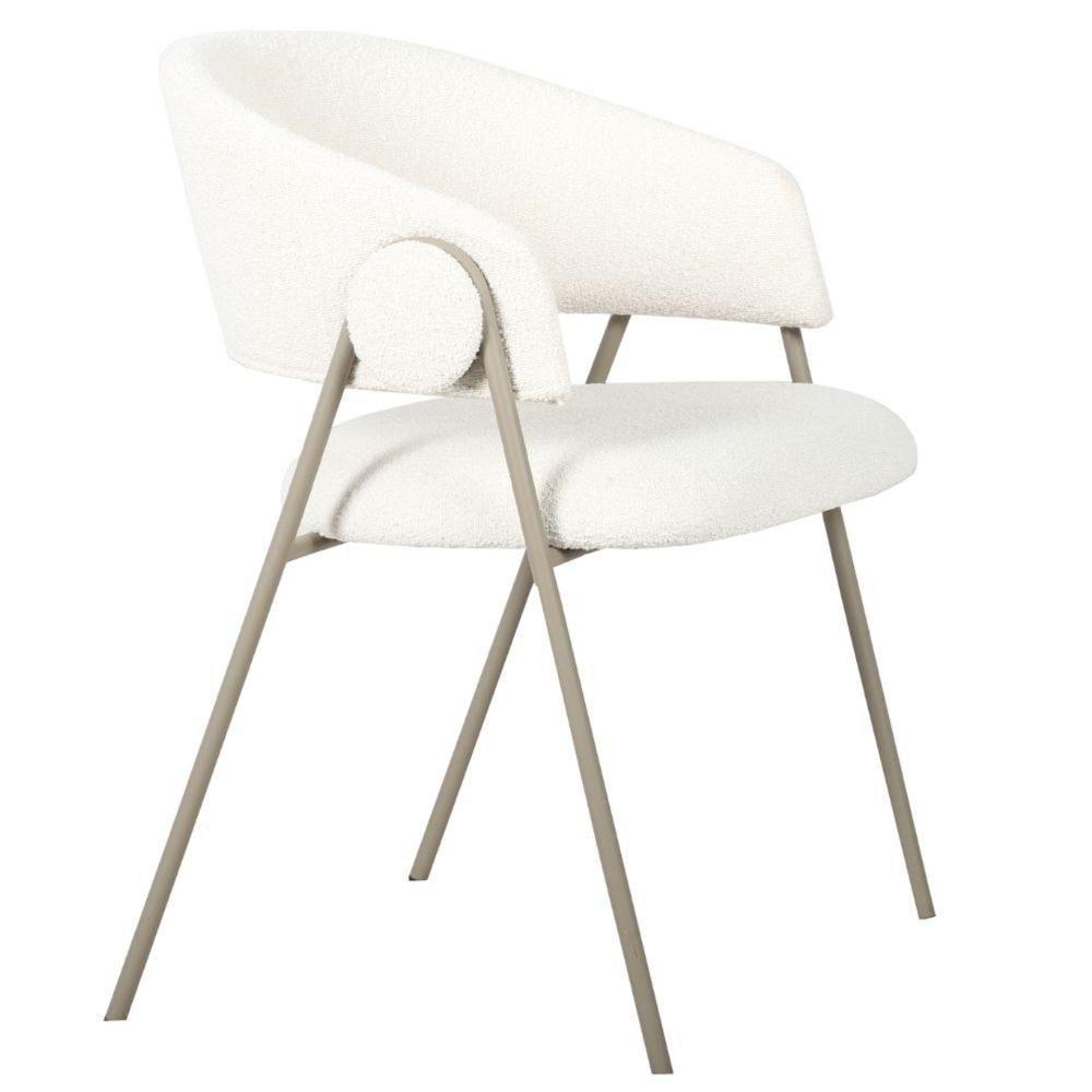 Kit 2 Cadeiras Com Braços Toulouse Júlia Mara Fratini Tecido Bouclé Nude Base Aço Carbono Champagne - 8