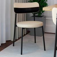 Cadeira De Jantar Estofada Kit 2 Nyka M25 Linho Areia/preto - Mpozenato - 2