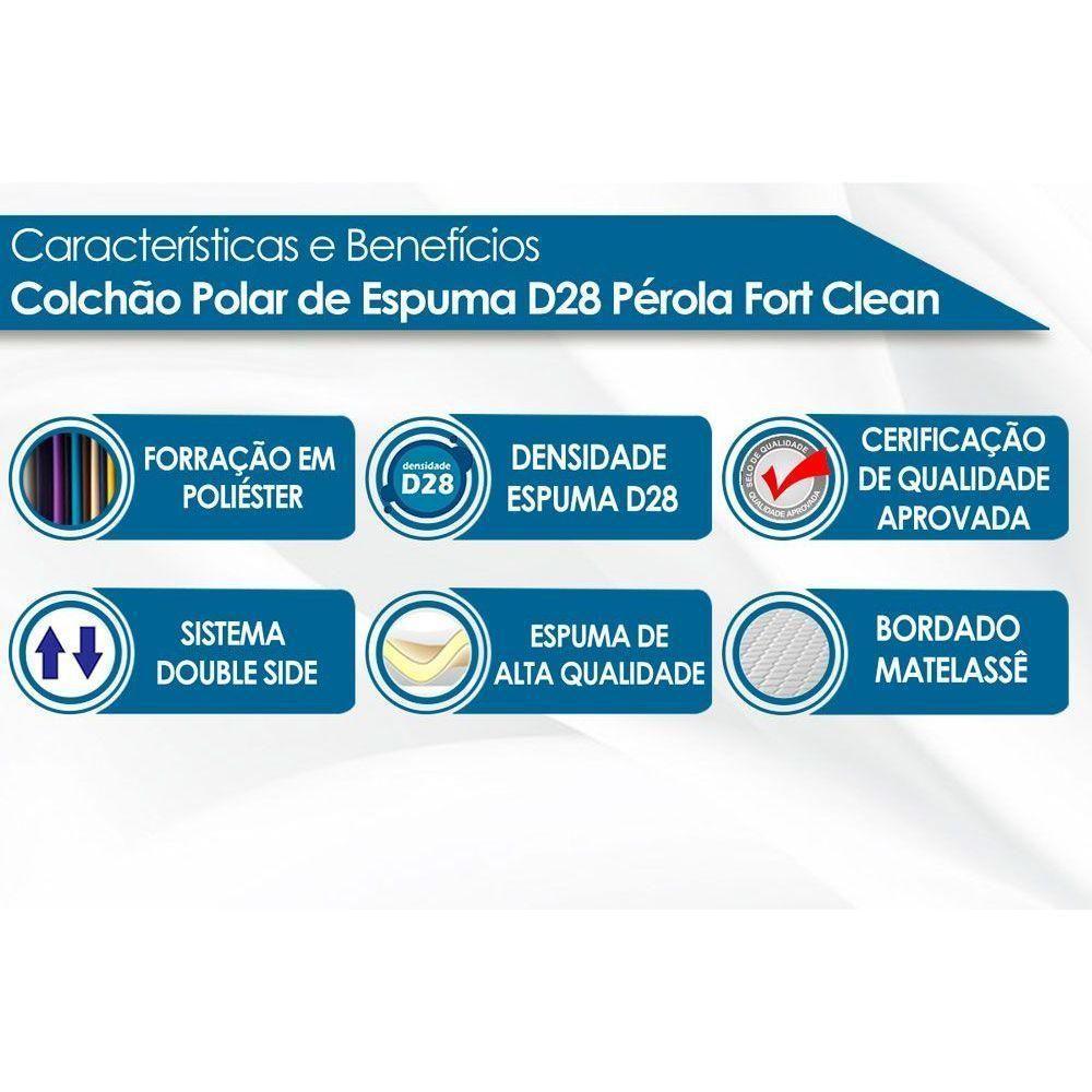 Cama Box Casal: Colchão Espuma Polar D28 Pérola + Base CRC Rústico Clean(138x188) - 2