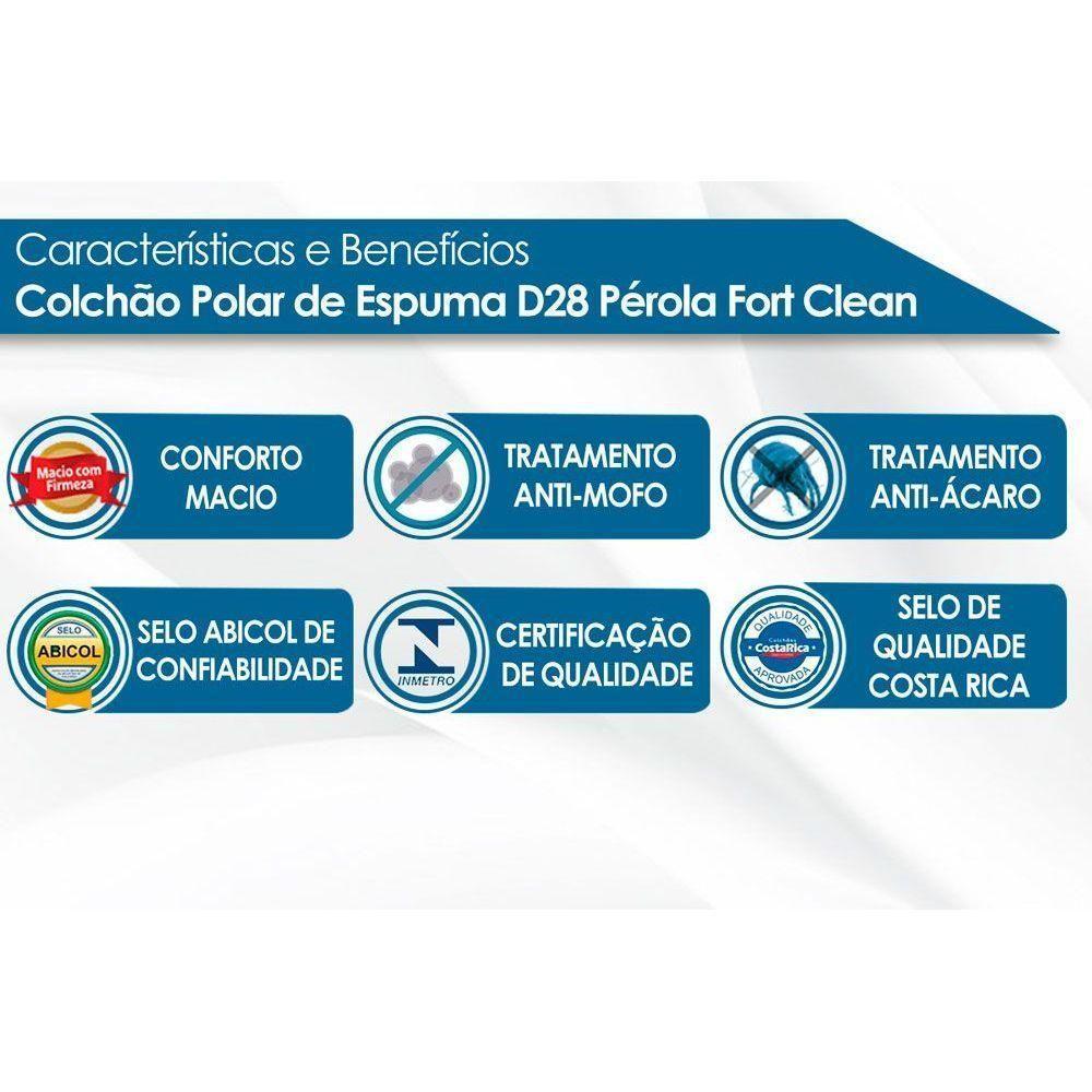 Cama Box Casal: Colchão Espuma Polar D28 Pérola + Base CRC Rústico Clean(138x188) - 3