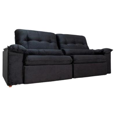 Sofá Retrátil Reclinável Imperial Molas Ensacadas Veludo Preto 2,50m