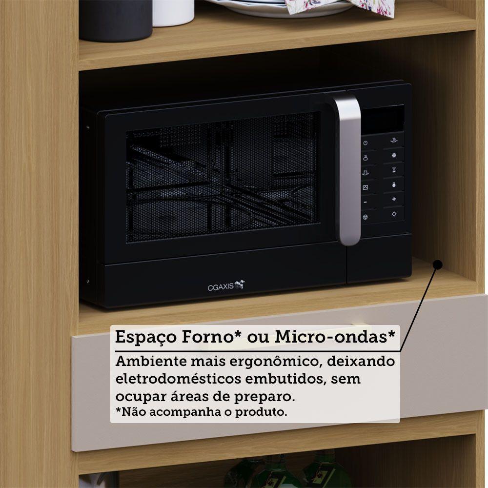 Paneleiro 70cm 4 Pts Nicho Micro-ondas Elegance Luciane Móve Freijó/cinammon - 6