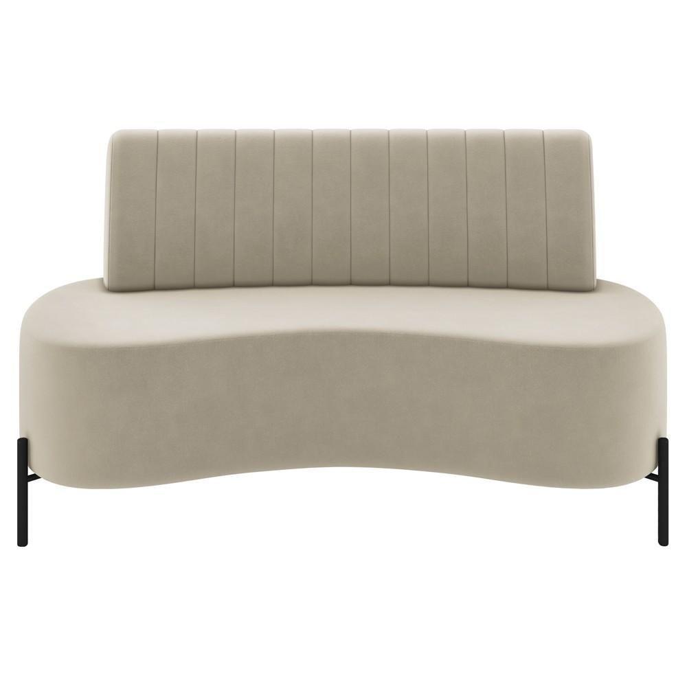 Sofá 2 Lugares 160cm Pés Aço Preto Tamar Z08 Veludo Bege - Mpozenato - 5