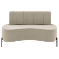 Sofá 2 Lugares 160cm Pés Aço Preto Tamar Z08 Veludo Bege - Mpozenato - 5