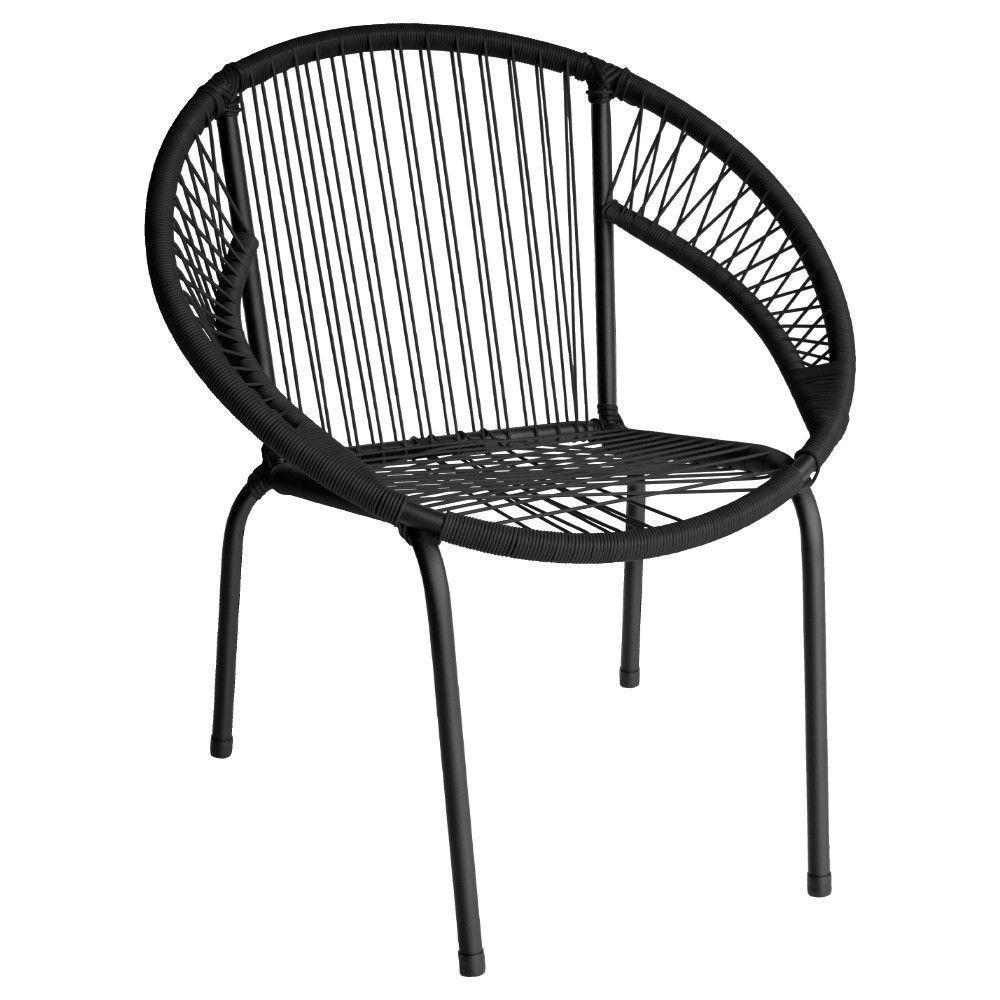 Kit 3 Cadeira De Área Eclipse Tramado Fibra Sintética E Aço Preto - 3