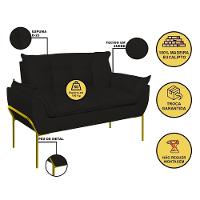 Namoradeira 2 Lugares Reforçada 2 Lugares Dourada Balaqui Preto - 2