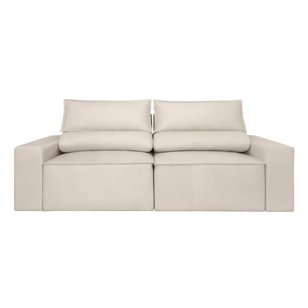 Sofá Reclinável Retrátil 2 Lugares Com Molas Balaqui Decor Bege - 5
