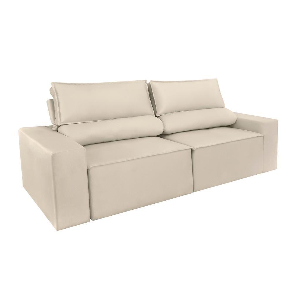 Sofá Reclinável Retrátil 2 Lugares Com Molas Balaqui Decor Bege - 7