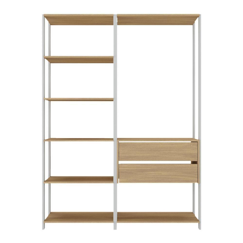 Armário De Cozinha Modulada Compacta 135cm 2 Peças Com 2 Gavetas Multimóveis Mp2284 Branco/madeirado - 6