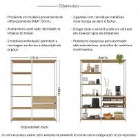 Armário De Cozinha Modulada Compacta 135cm 2 Peças Com 2 Gavetas Multimóveis Mp2284 Branco/madeirado - 3