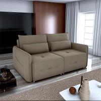 Sofá Cama 2 Lugares Com Almofadas 205cm Celine Veludo Capuccino Matrix Veludo Capuccino - 4