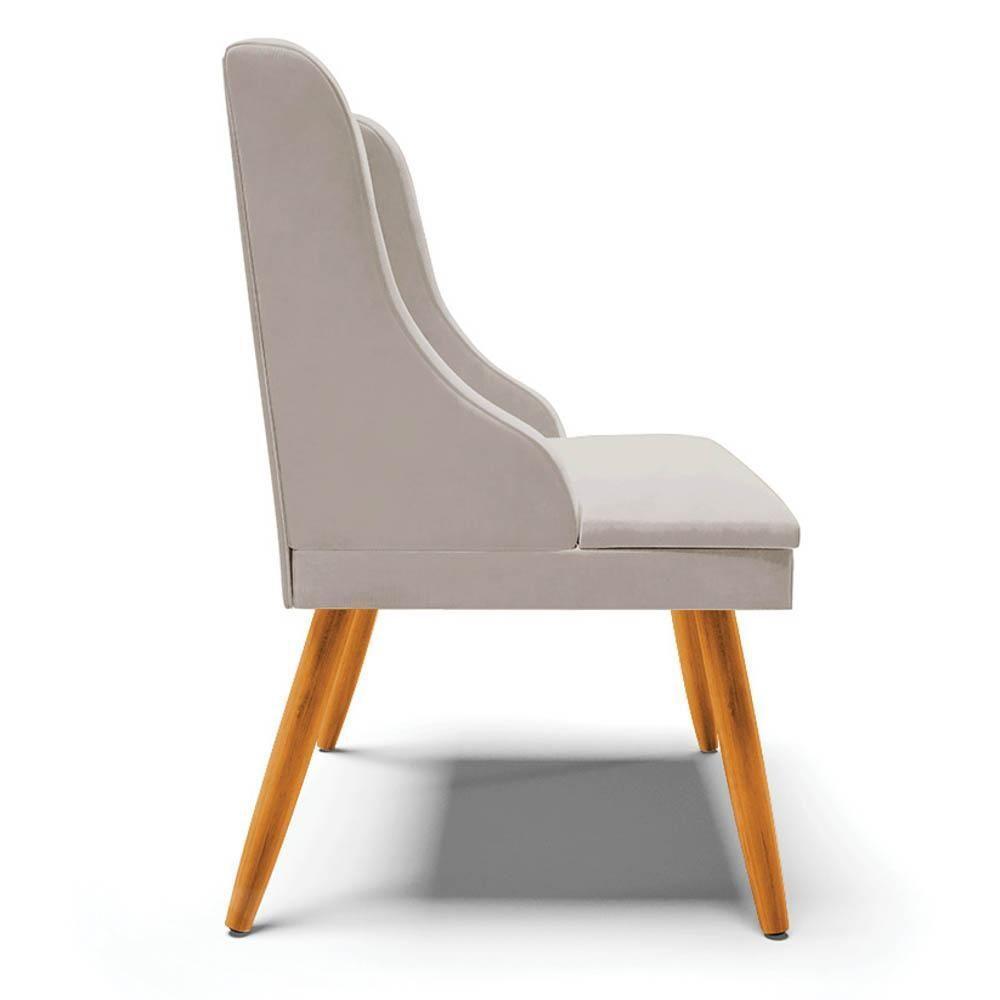 Kit 10 Cadeiras Estofadas Para Sala De Jantar Pés Palito Lia Veludo Cinza - Ibiza - 6