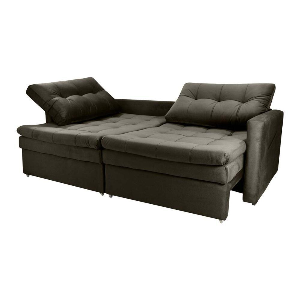 Sofá Cama Reclinável 2 Lugares 220cm Nayla Veludo Turkey Marrom Matrix Veludo Turkey Marrom - 3